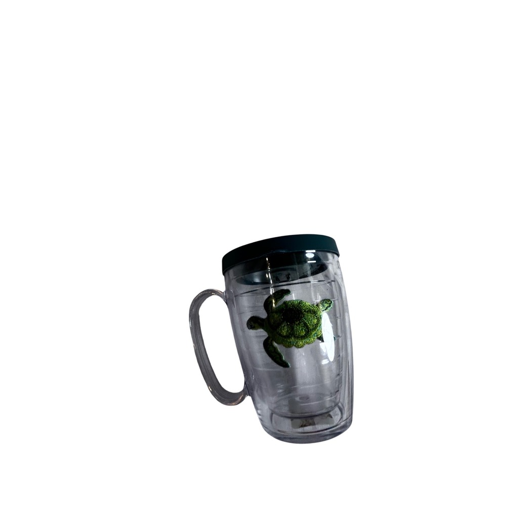 Tervis Tumbler Mug 16oz Clear Green Sea Turtle Embroidered Insulated Travel Mug